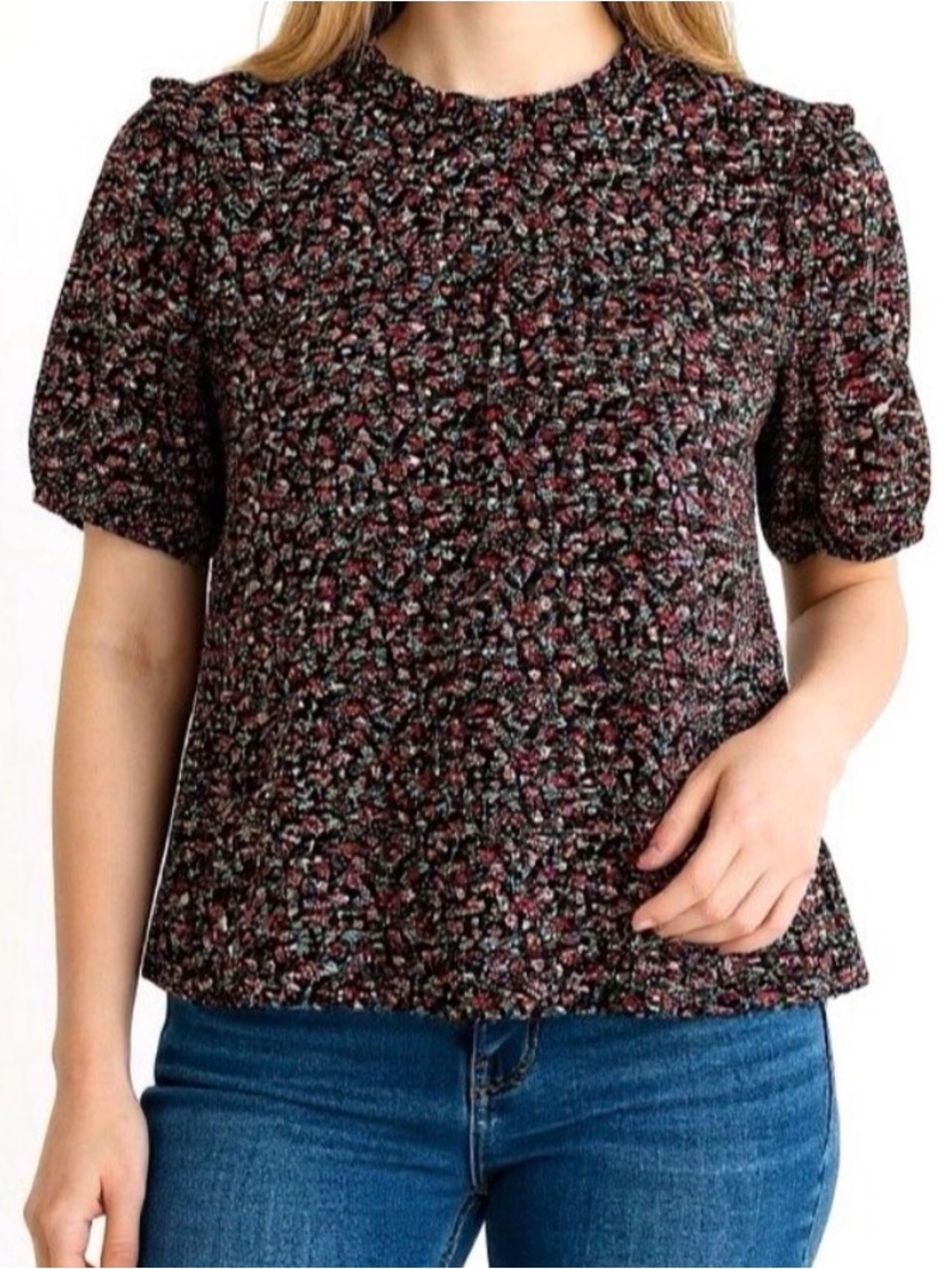 Madewell Puff Sleeve Floral Blouse in Field Walk Floral EUC